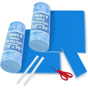 imageNORTHWEST ENTERPRISES Cut to Size Floor Vent Air Filters for home  MERV 8 Electrostatic Cut to Fit Air Filter Roll ampamp Adhesive Hook Tape 12quot x 90quot Triple FiltrationMERV 8  12 x 90 2 Pack
