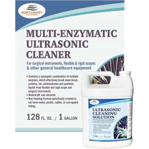 imageNORTHWEST ENTERPRISES MultiEnzymatic Ultrasonic Cleaner Solution for Surgical Instrument and Equipment Reprocessing Concentrated One Gallon128 Fl Oz Pack of 1