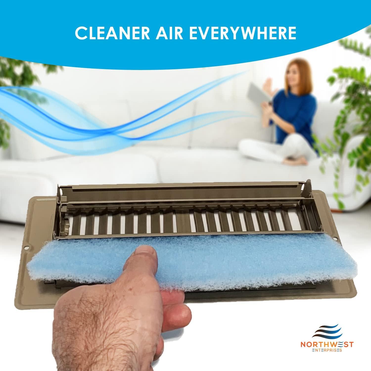 imageNORTHWEST ENTERPRISES Vent Filters MERV 8 Electrostatic Triple Filtration Floor Vent Register Filters  4quotx10quot 90 Day Filtration 12